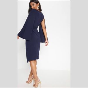 Cape style wrap midi dress